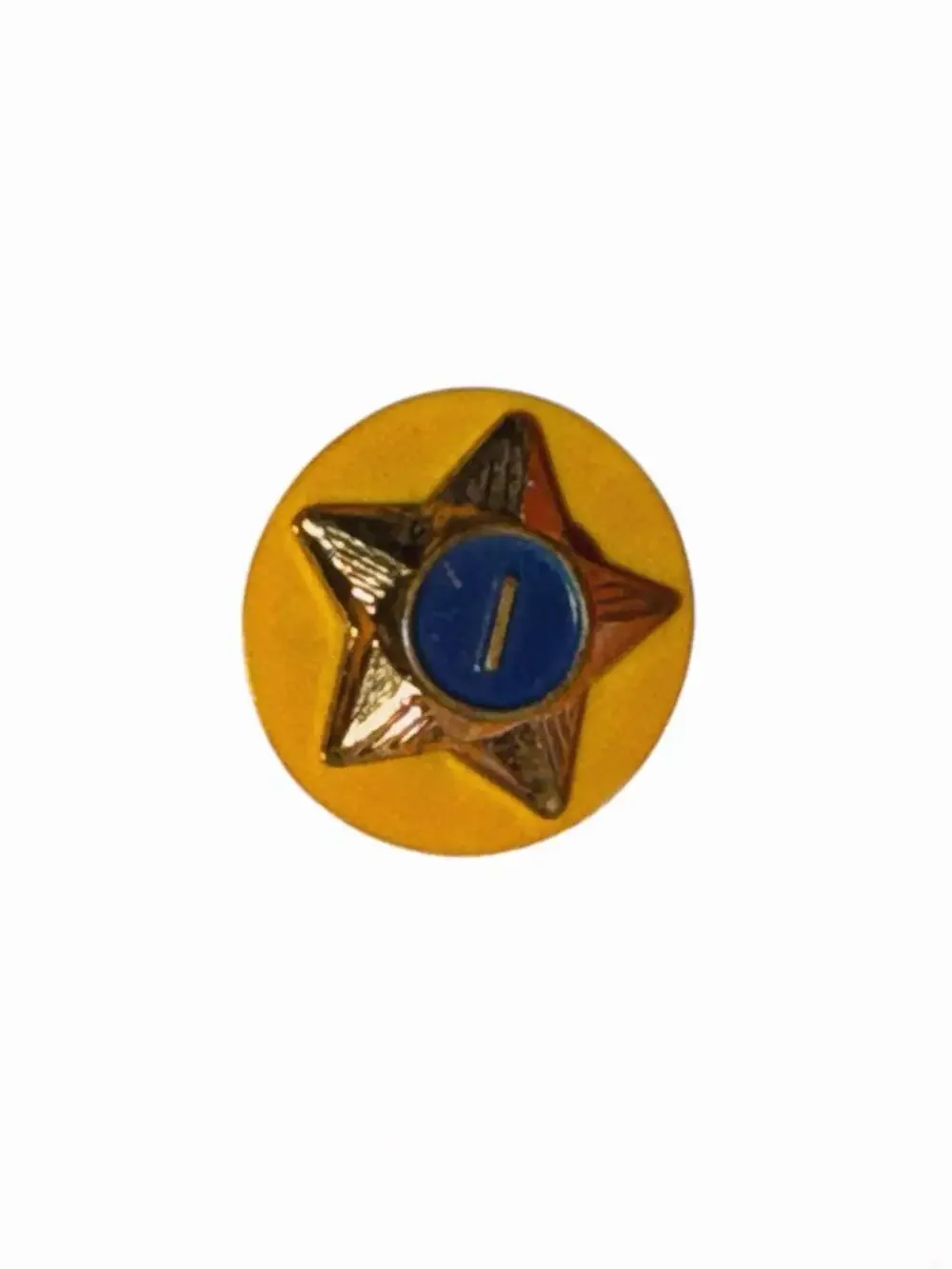 Vintage Brass Boy Scouts #1 & #2 Green & Yellow Star Lapel Pins